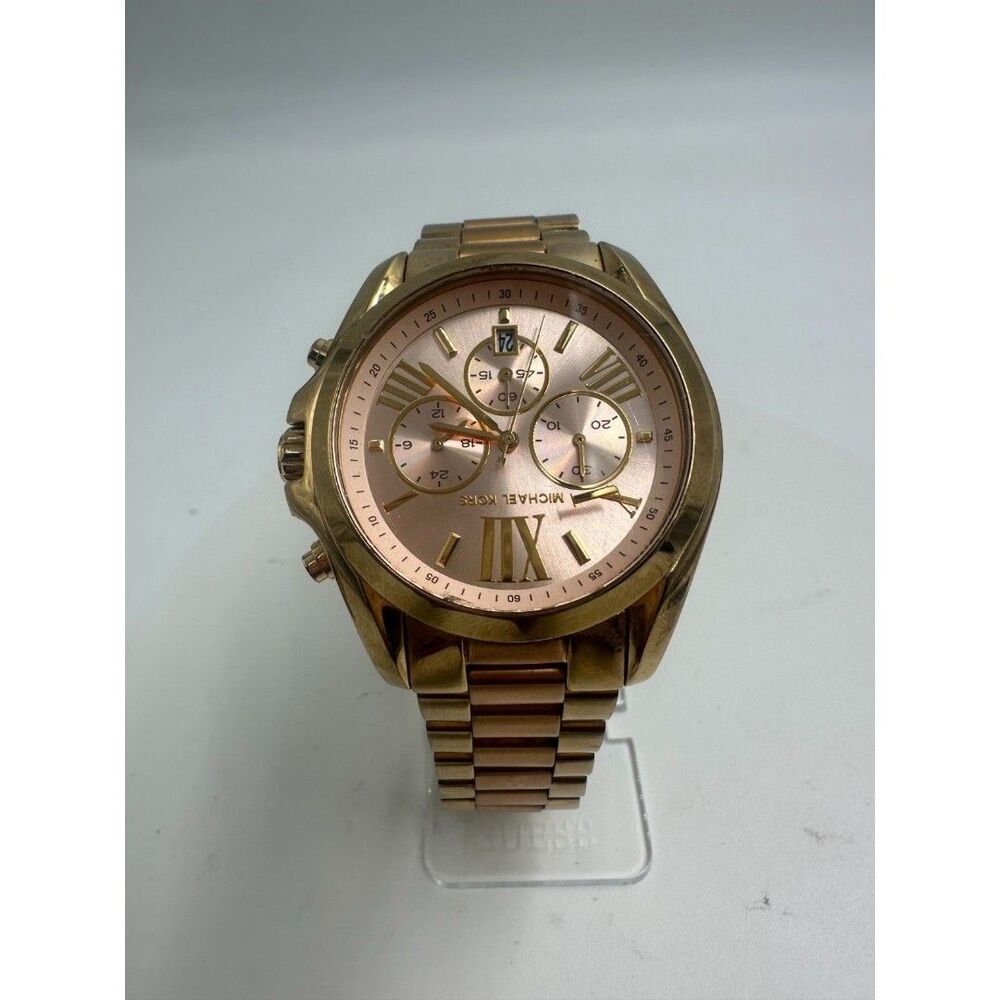 Michael Kors MK 6369 Bradshaw Two-Tone Yellow/Rose Gold Watch Very Small 7"